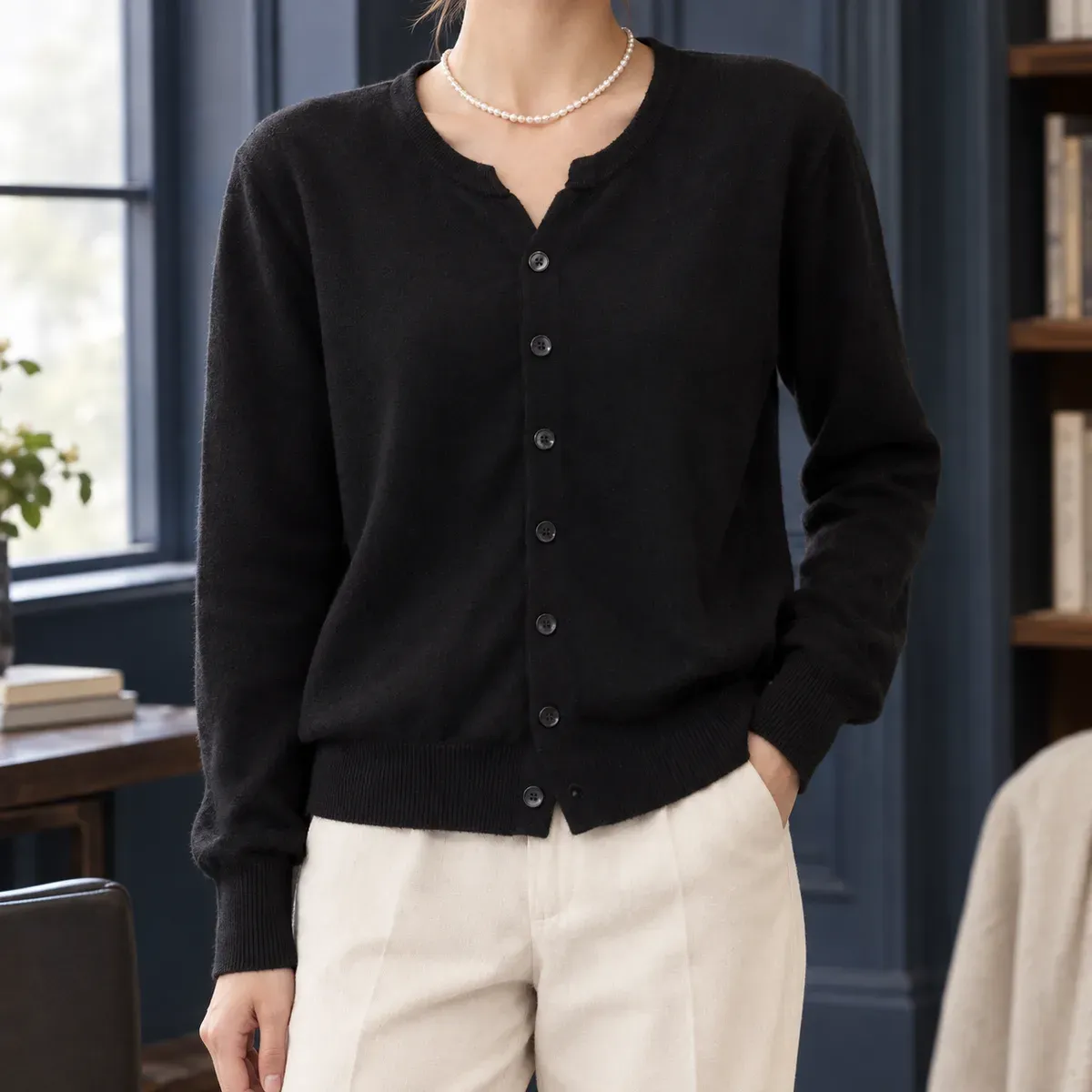 Raven Relaxed Cardigan — gallery photograph 1