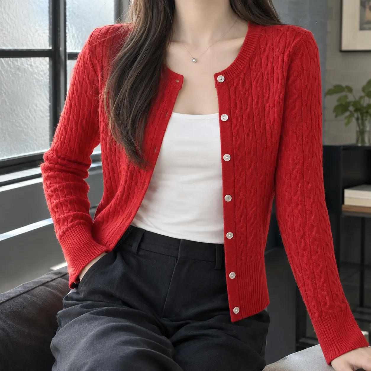 Elodie Cable Knit Cardigan — source gallery photograph 1