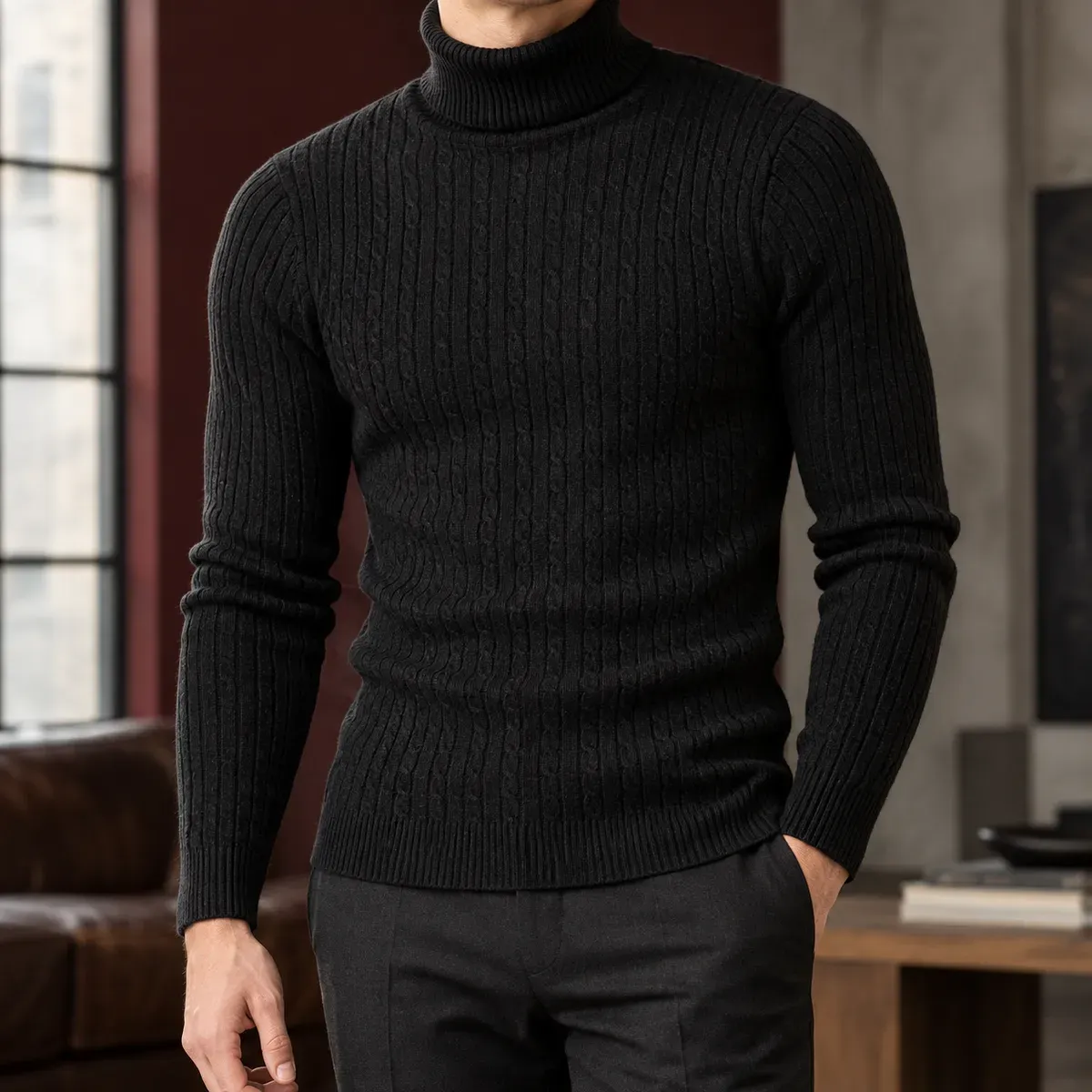 Toby Cable Turtleneck — gallery photograph 1