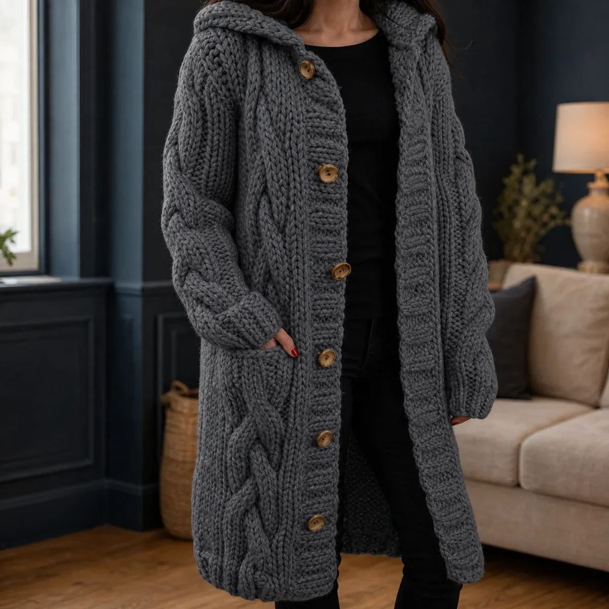 Bethany Cable Knit Cardigan — gallery photograph 1